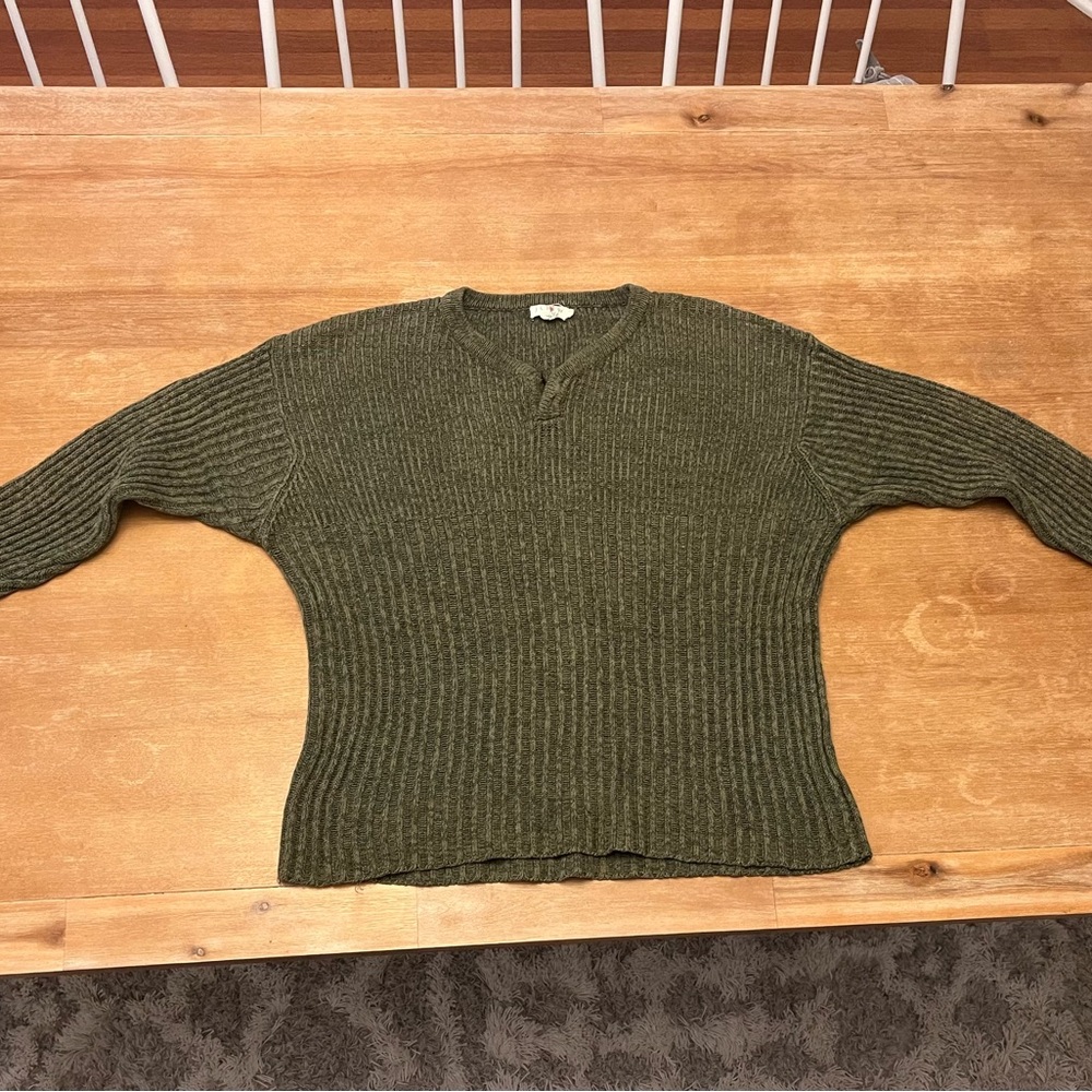 Vintage J Crew Oarsman Button Neck Linen Blend Women’s L Sweater